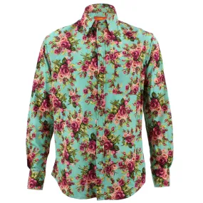 Tailored Fit Long Sleeve Shirt - Roses