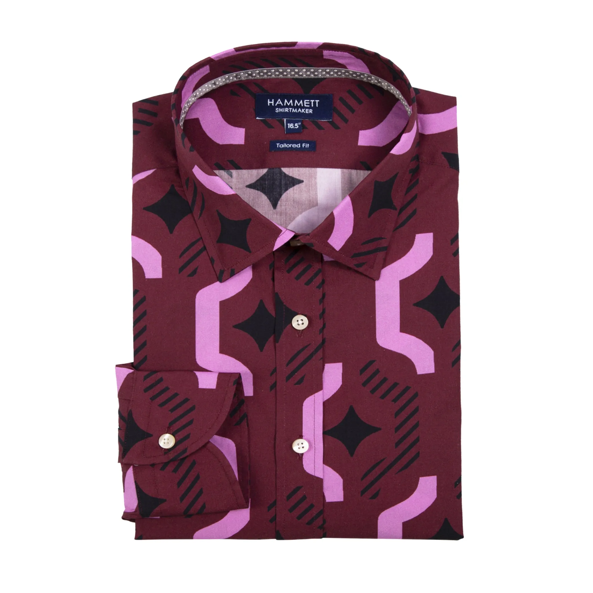 The STOCKHOLM - Men's Dark Burgundy Geo Print Shirt