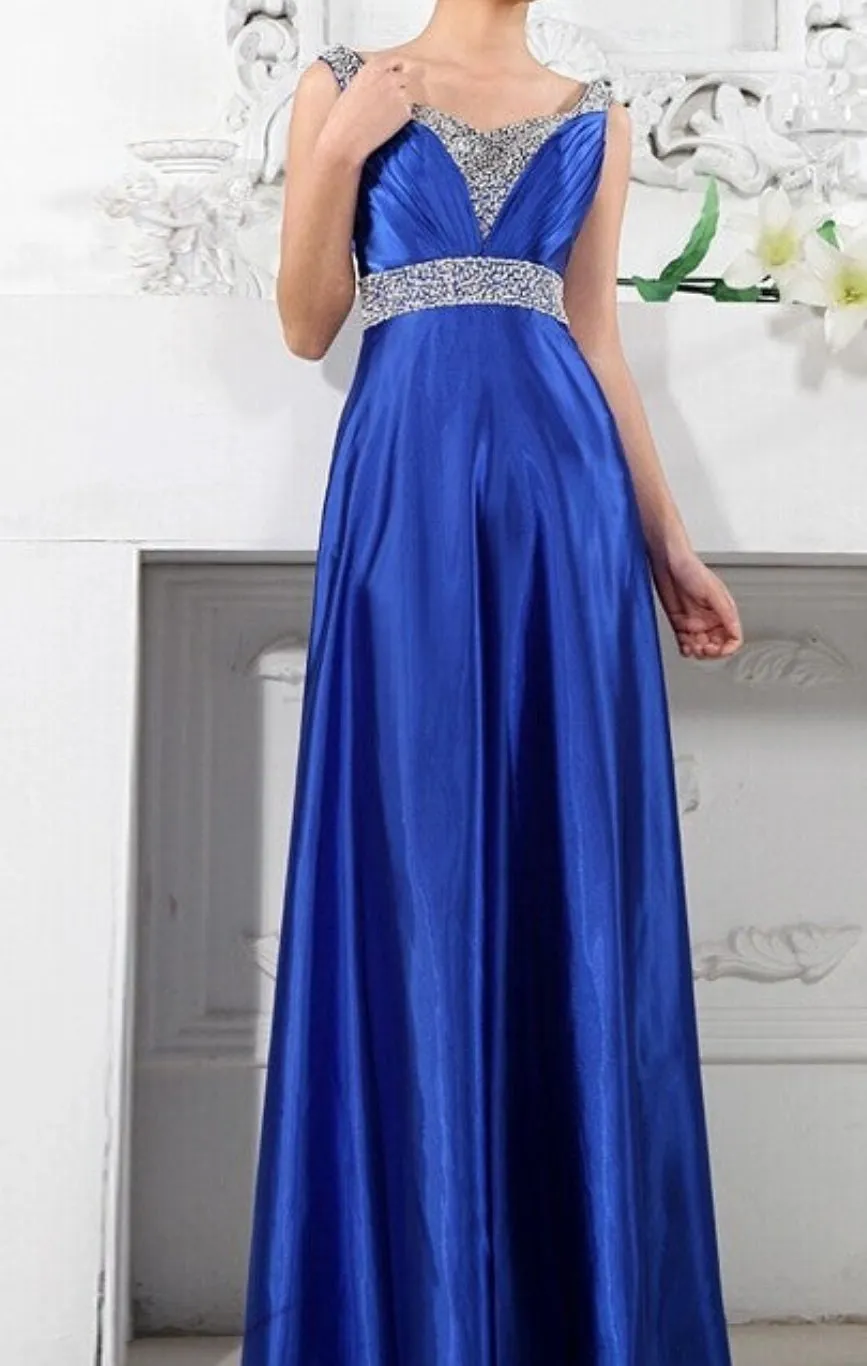 V-Neck Fashion Formal Party Plus size long Evening Dress