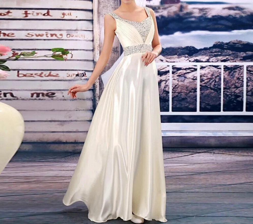 V-Neck Fashion Formal Party Plus size long Evening Dress