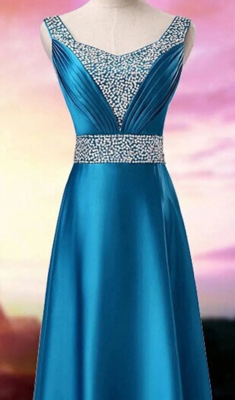 V-Neck Fashion Formal Party Plus size long Evening Dress