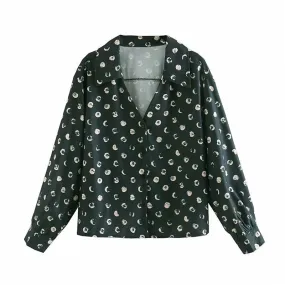 Women Polka Dot Blouse Shirt Long